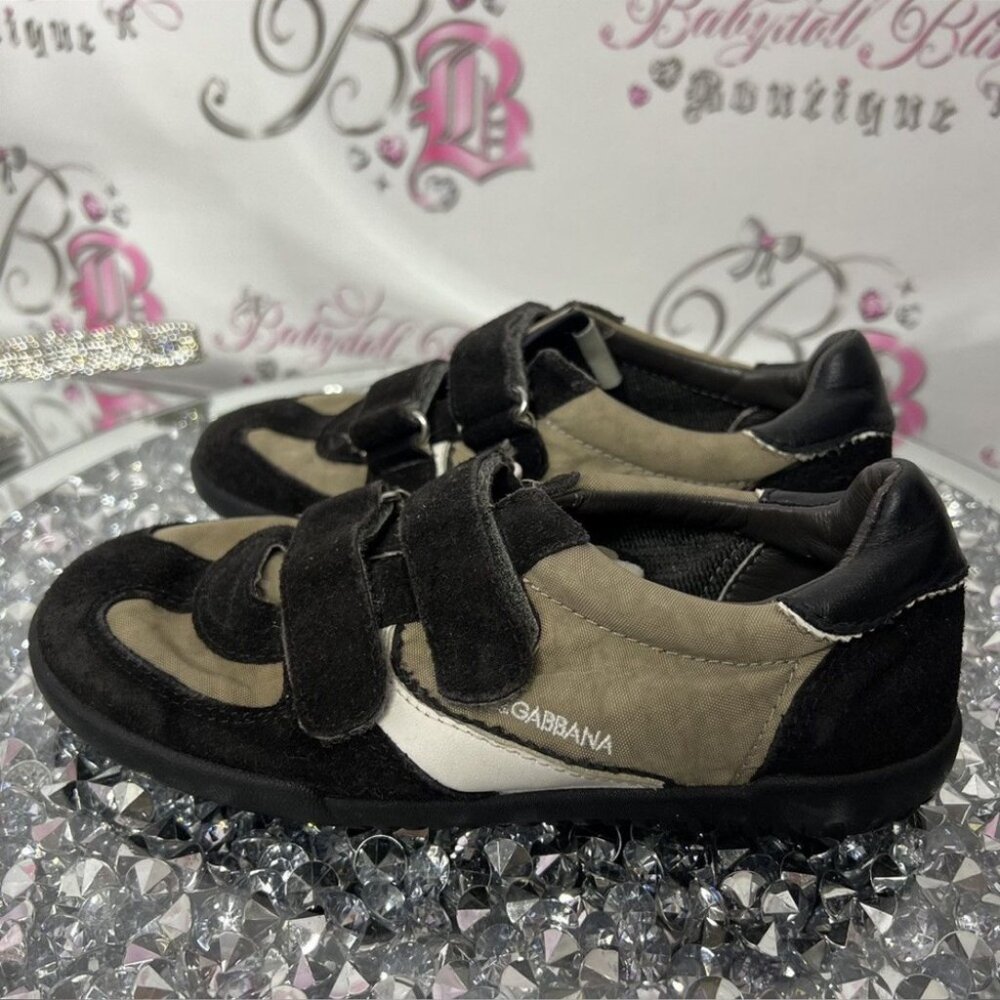 Dolce & Gabbana sneakers Velcro runners black beige classy preppy shoes slip on - Picture 3 of 13